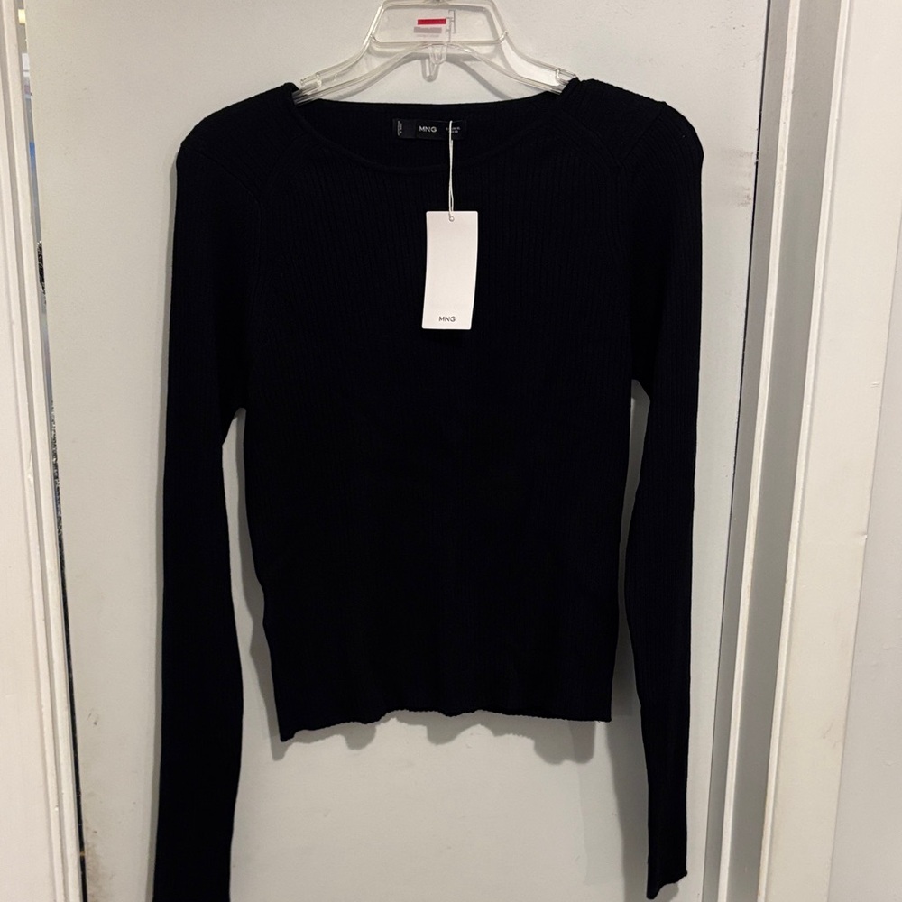 Mango Elegant Black Long Sleeve Top